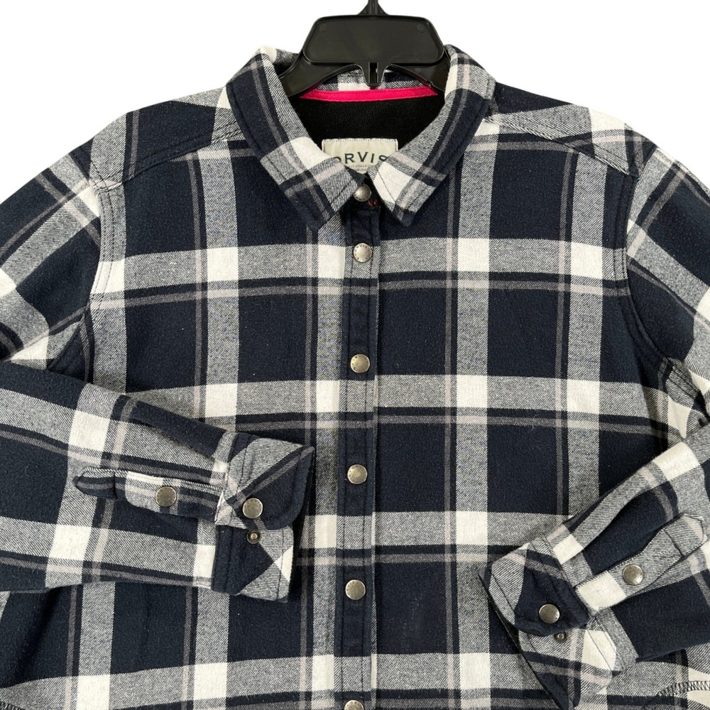 Orvis Flannel Shirt Jacket Women XXL Plaid Fleece Lined Snap Front Outdoor